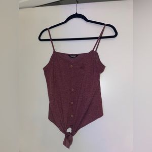 Shein Burgundy Front Tie Button Down Tank Size M